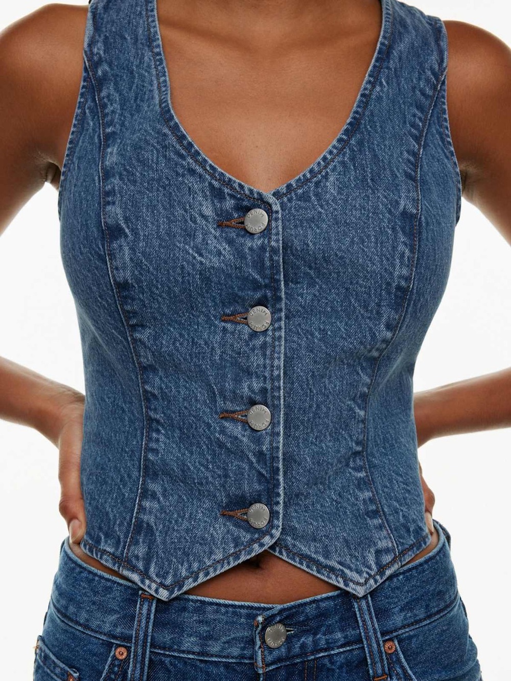 Aritzia 100% Cotton Blue Denim Vest
